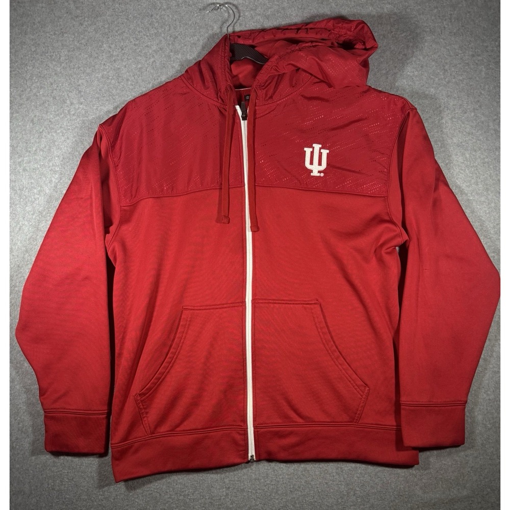 Champion Indiana University Elite Full Zip Hoodie Size L Red